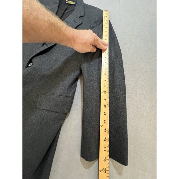 Brooks Brothers Coat Mens 40L Gray Wool 4‎ Button Pocketed Long Blazer Jacket - Picture 8 of 13